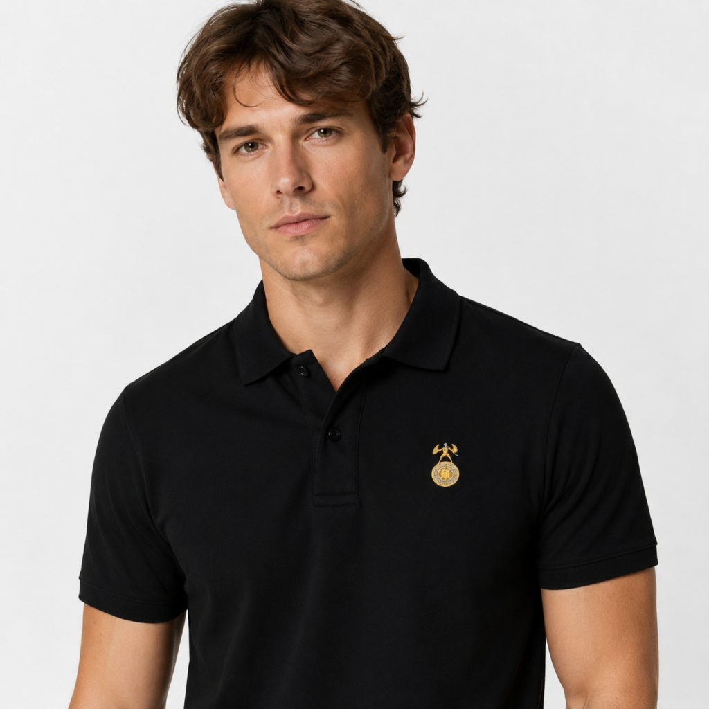 W1nners Gold Crest Polo – Black